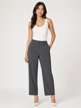 Express Charcoal Gray Straight Super High-Rise Pants